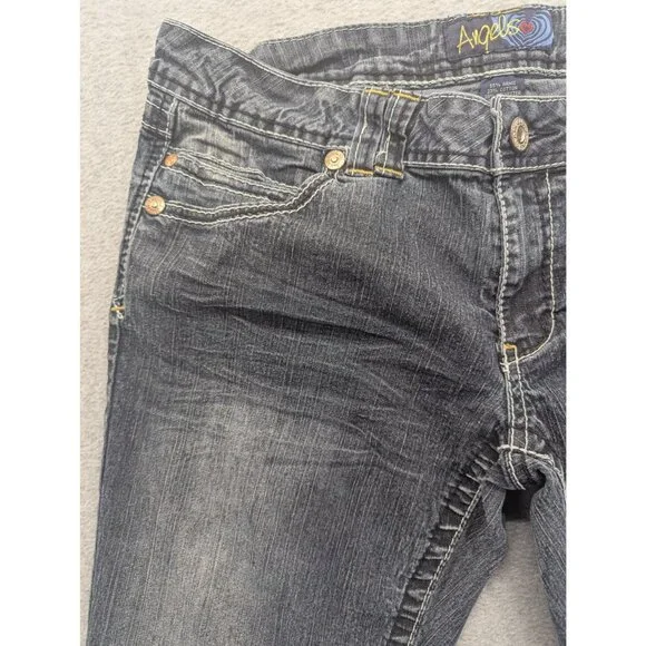 Angels Jeans Juniors 13 Blue Dark Wash Low Rise Skinny Stretch Embroidered - Picture 2 of 14